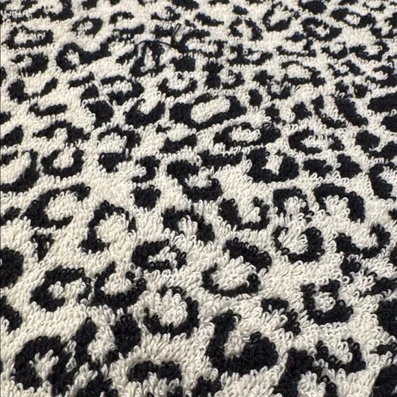 2pc RACHEL ZOE 100% Cotton Leopard Print Bath Towel Set - COCONUT MI - Blk/Wht - Picture 8 of 8